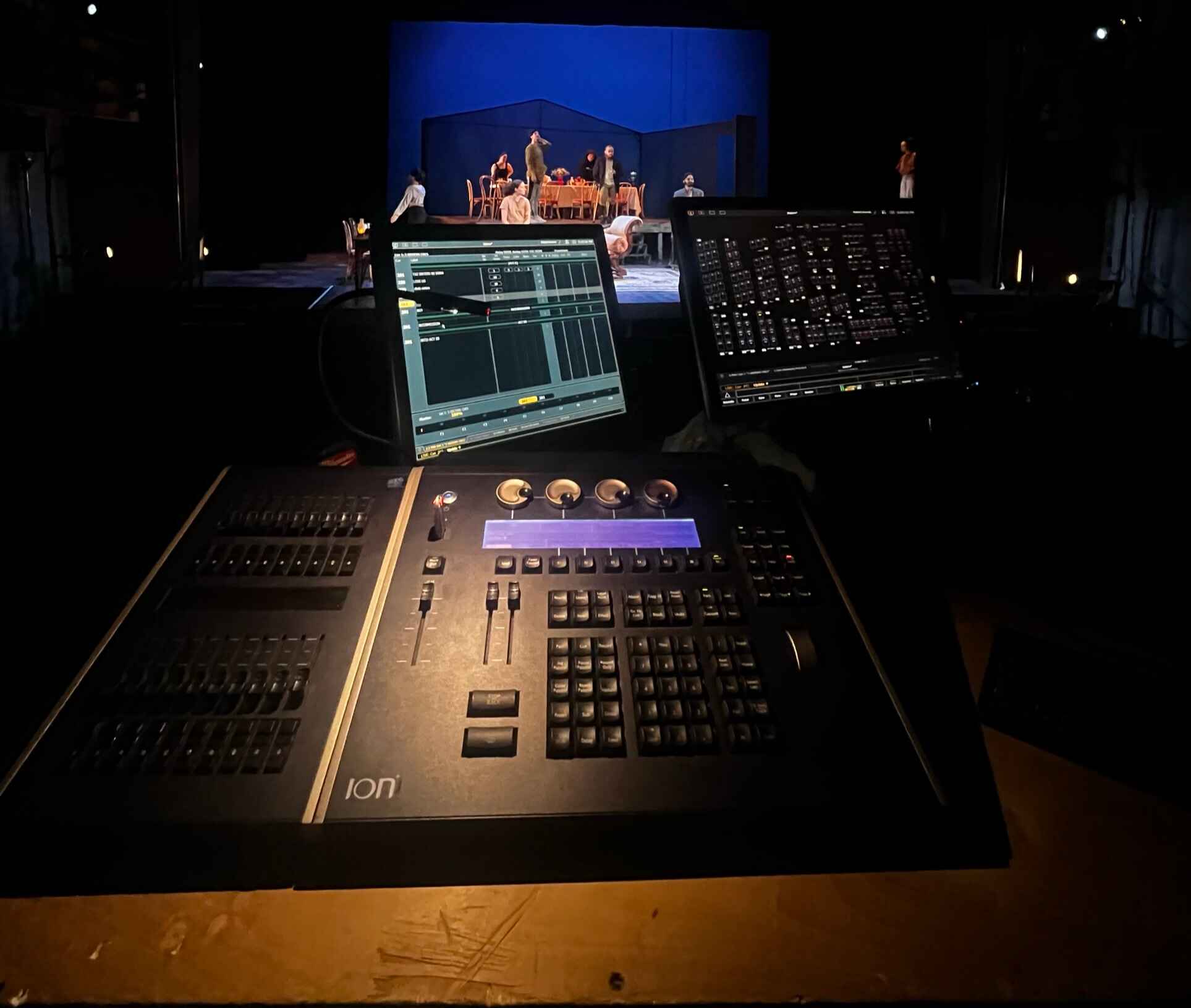 The lighting console for Three Sisters operated by Hudson Schlumberger.