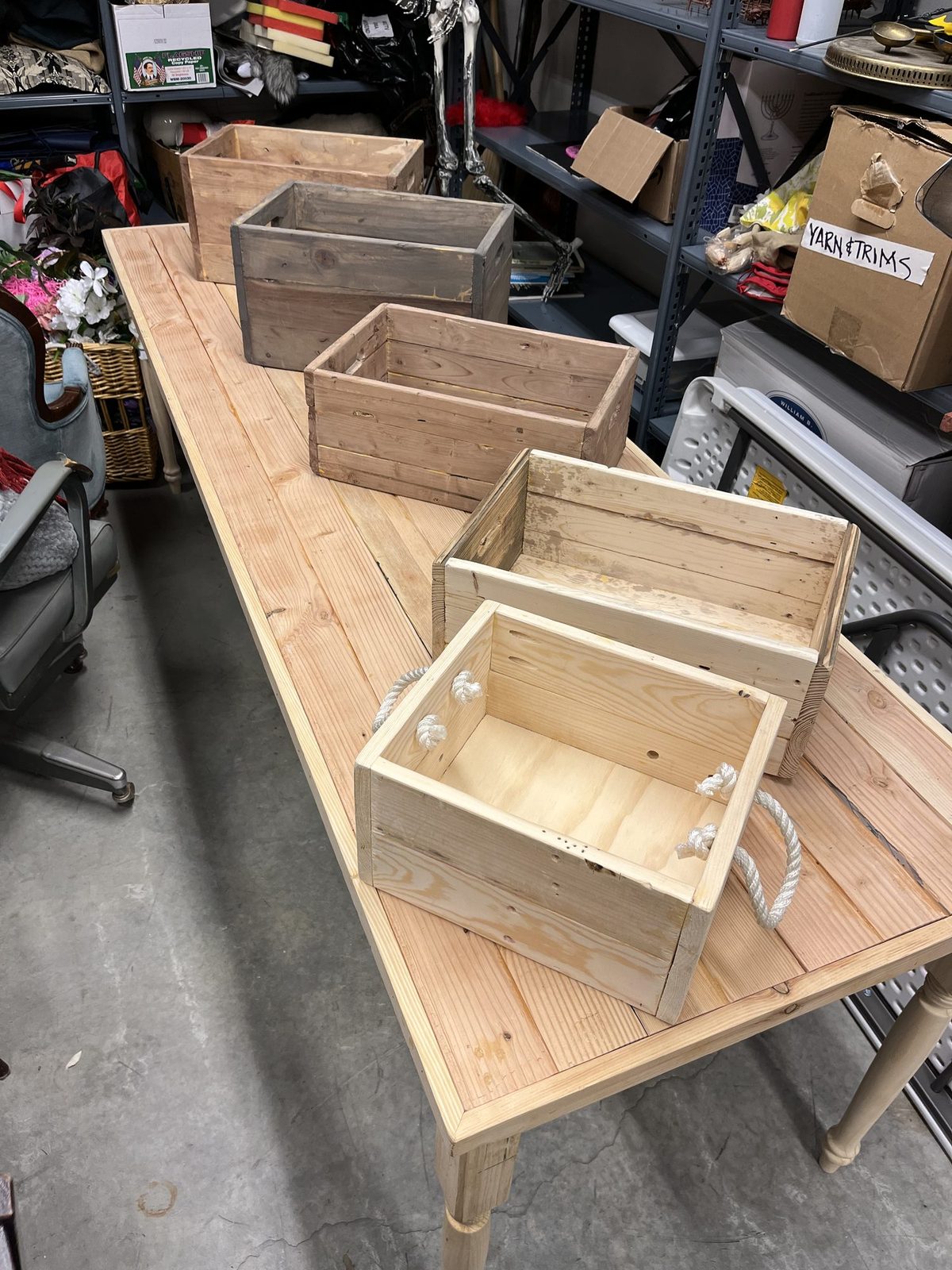 Stacked crates built as set dressing