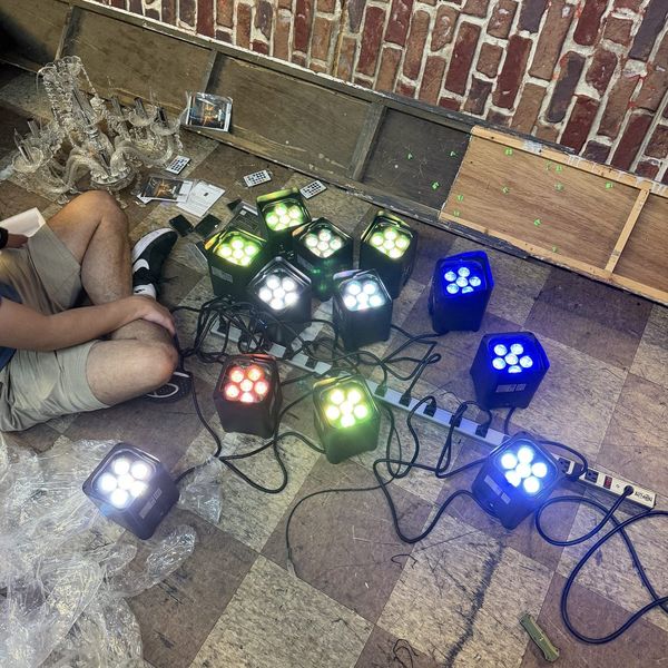 Configuring battery uplights - Bay Street Theater