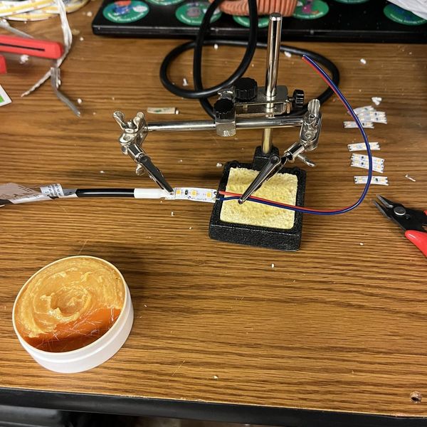 Soldering aisle lights - Bay Street Theater