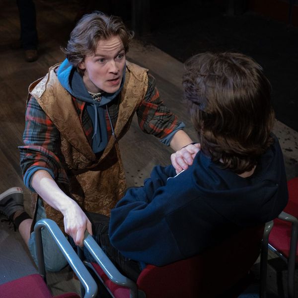 Antipholus speaking to an audience member - The Comedy of Errors