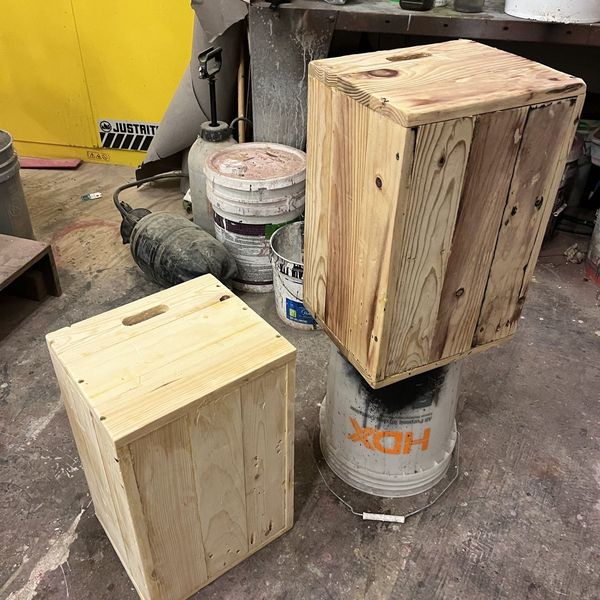 Crates being stained with vinegar - The Mound Builders