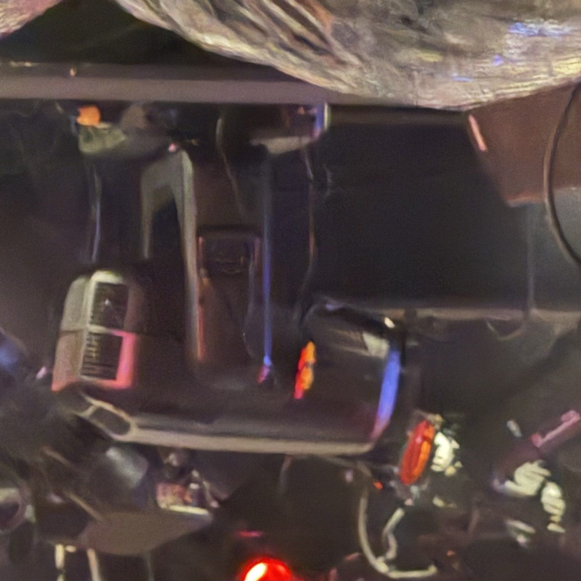 Detail of the retrofitted hardware inside the yoke